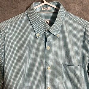 Peter Millar Mens Button‎ Down Shirt Size Medium Seaside Finish Blue Gingham